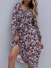 Floral Print Long Sleeve Midi Dress 100100182226731 33 Affordable Fashion Under $100 Jerry's Apparel 