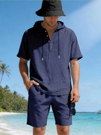 Men's Full Size Casual Short Sleeve Hooded Top & Shorts Set Plus Size 100400516300519 42 Gifts for Him Jerry's Apparel 