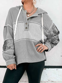 Waffle Knit Striped Drawstring Hoodie 100100091731015 44 Affordable Fashion Under $100 Jerry's Apparel 