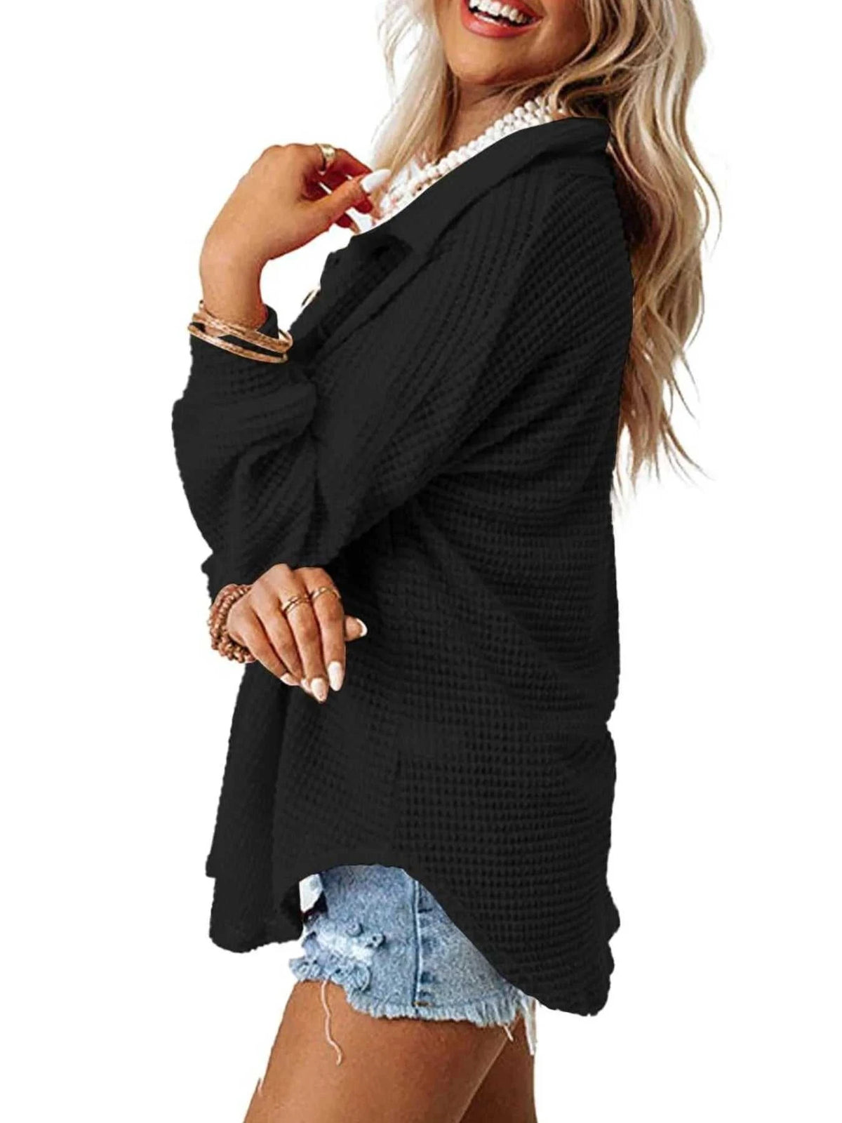 Waffle Knit Button-Down Shirt 100100280060747 40 Affordable Fashion Under $100 Jerry's Apparel 
