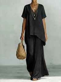 Full Size V-Neck Top and Wide-Leg Pants Set Plus Size 100100663551339 44 Affordable Fashion Under $100 Jerry's Apparel 