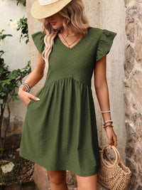 Ruffle Sleeve V-Neck A-Line Dress 100100170481531 30 Affordable Fashion Under $100 Jerry's Apparel 