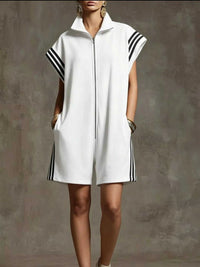 Striped Zip Front Romper 100100341112740 41 Women's Romper Affordable Fashion Under $100 Jerry's Apparel 