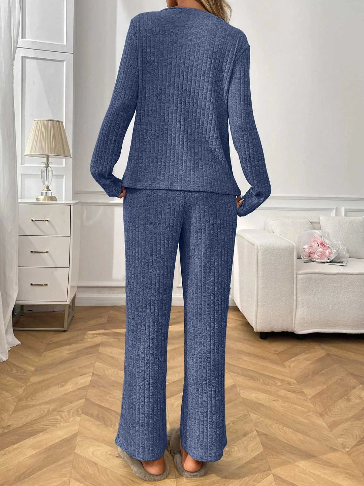Ribbed Long Sleeve Top and Pants Lounge Set 100100460626810 43 Affordable Fashion Under $100 Jerry's Apparel 