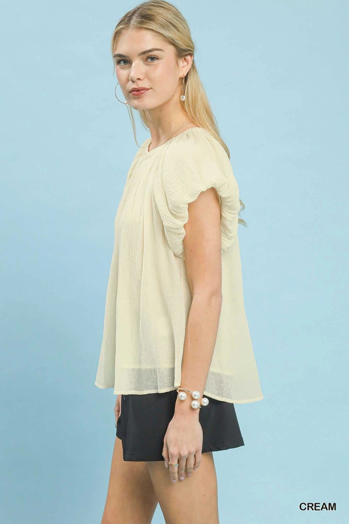 Umgee Crinkle Flutter Sleeve Peasant Top 100100663421941 51 Affordable Fashion Under $100 Jerry's Apparel 