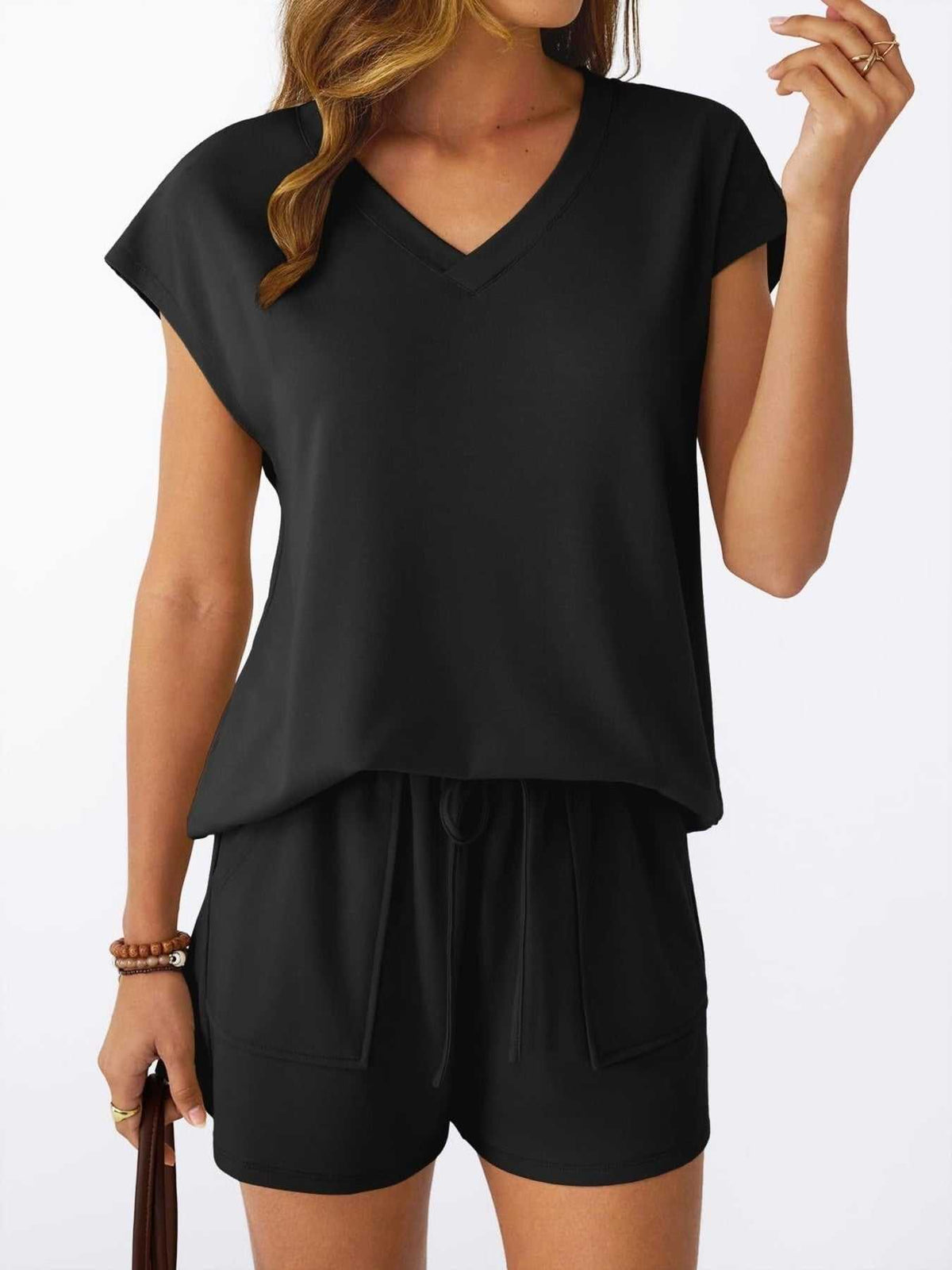 Casual V-Neck T-Shirt and Shorts Set 100100459433935 40 Affordable Fashion Under $100 Jerry's Apparel 