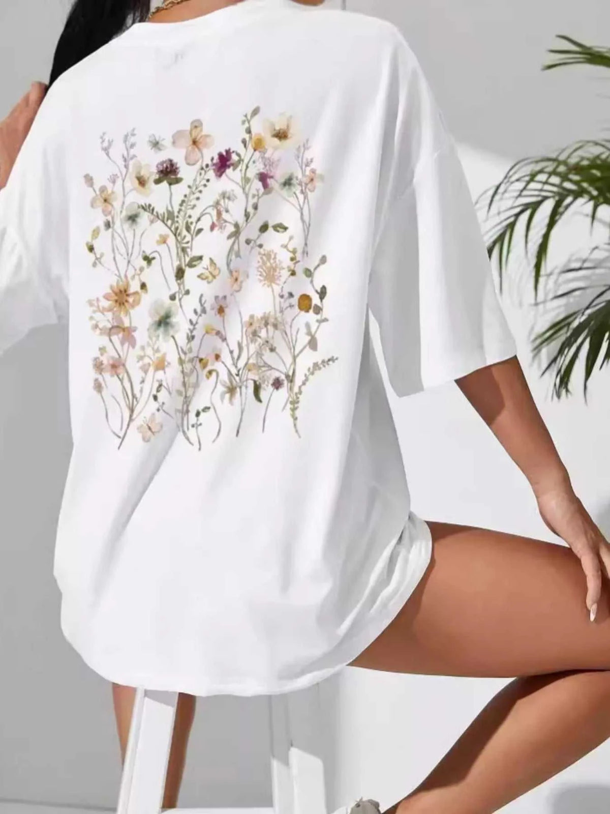 Full Size Floral Short Sleeve Casual T-Shirt Plus Size 101001286461631 25 Women's T-shirts Affordable Fashion Under $100 Jerry's Apparel 