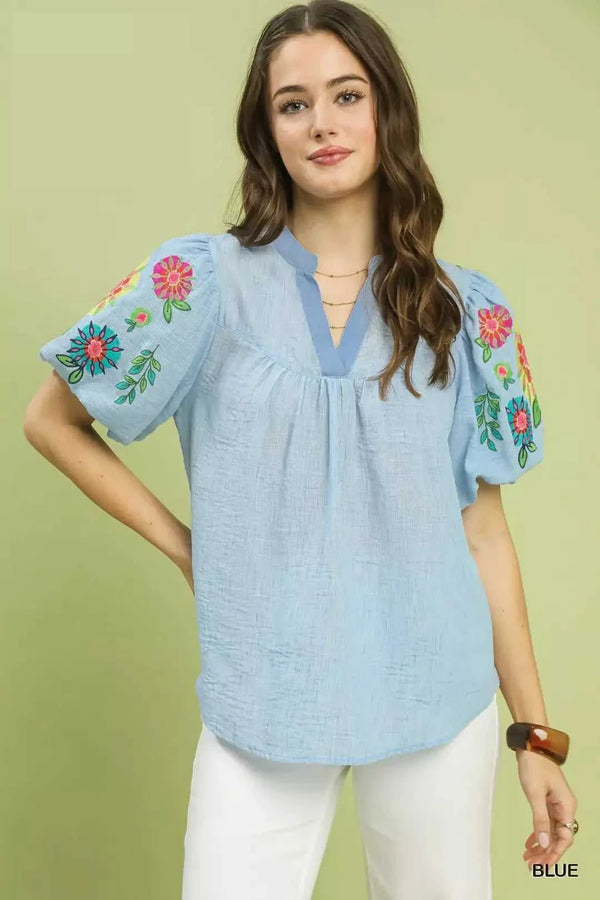 Umgee Embroidered Puff Sleeve Top 100100345841904 55 Affordable Fashion Under $100 Jerry's Apparel 