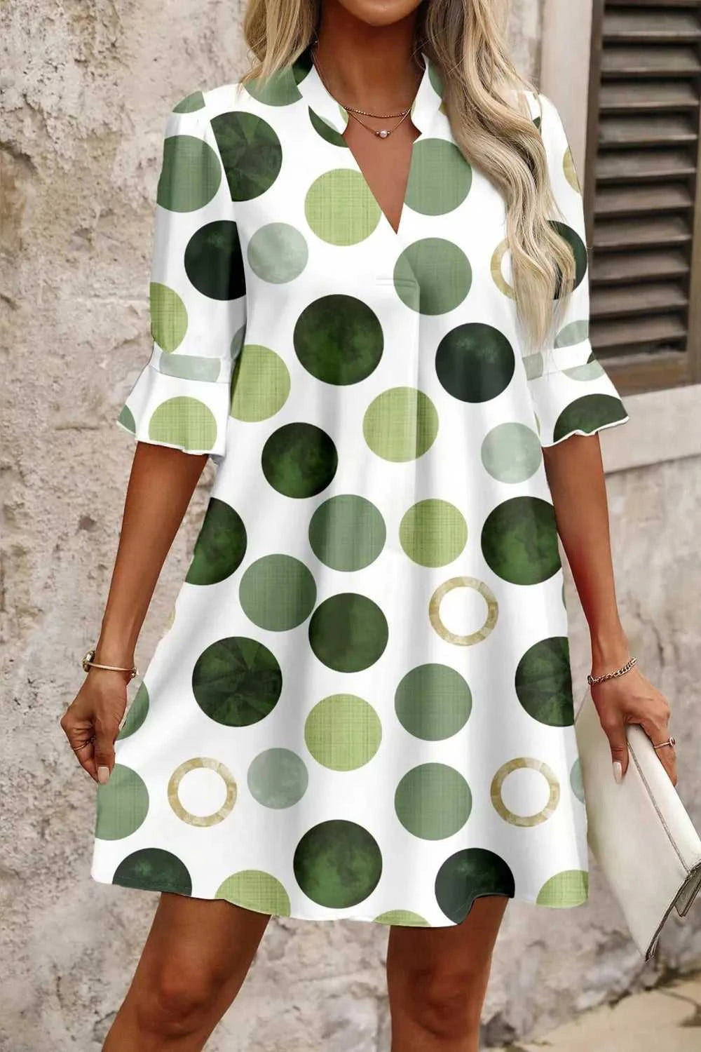 Polka Dot Print Flounced Half Sleeve Casual Vacation Style Mini Dress 100100244898572 43 Affordable Fashion Under $100 Jerry's Apparel 