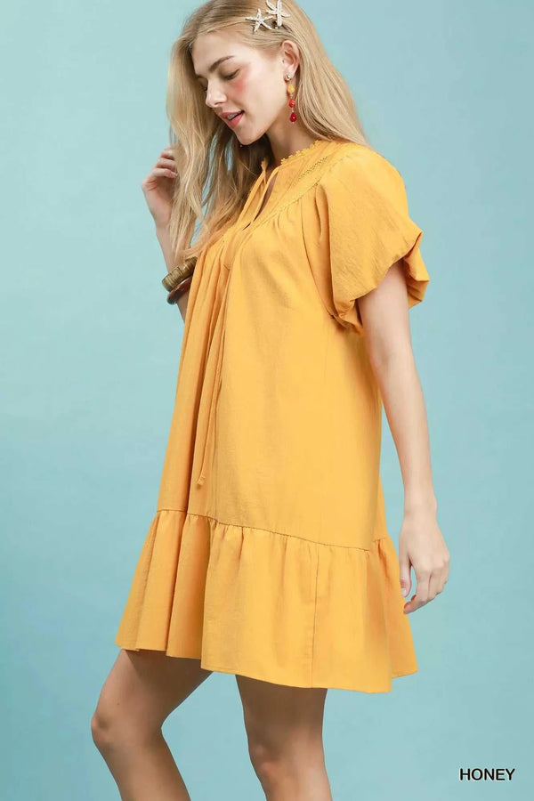 Umgee Flutter Sleeve Tassel Tie Ruffle Hem Mini Dress 100100216541175 62 Affordable Fashion Under $100 Jerry's Apparel 