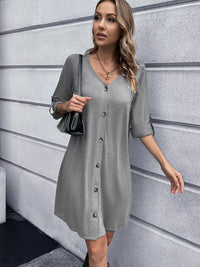 Ivy Lane Button Down V-Neck Mini Dress