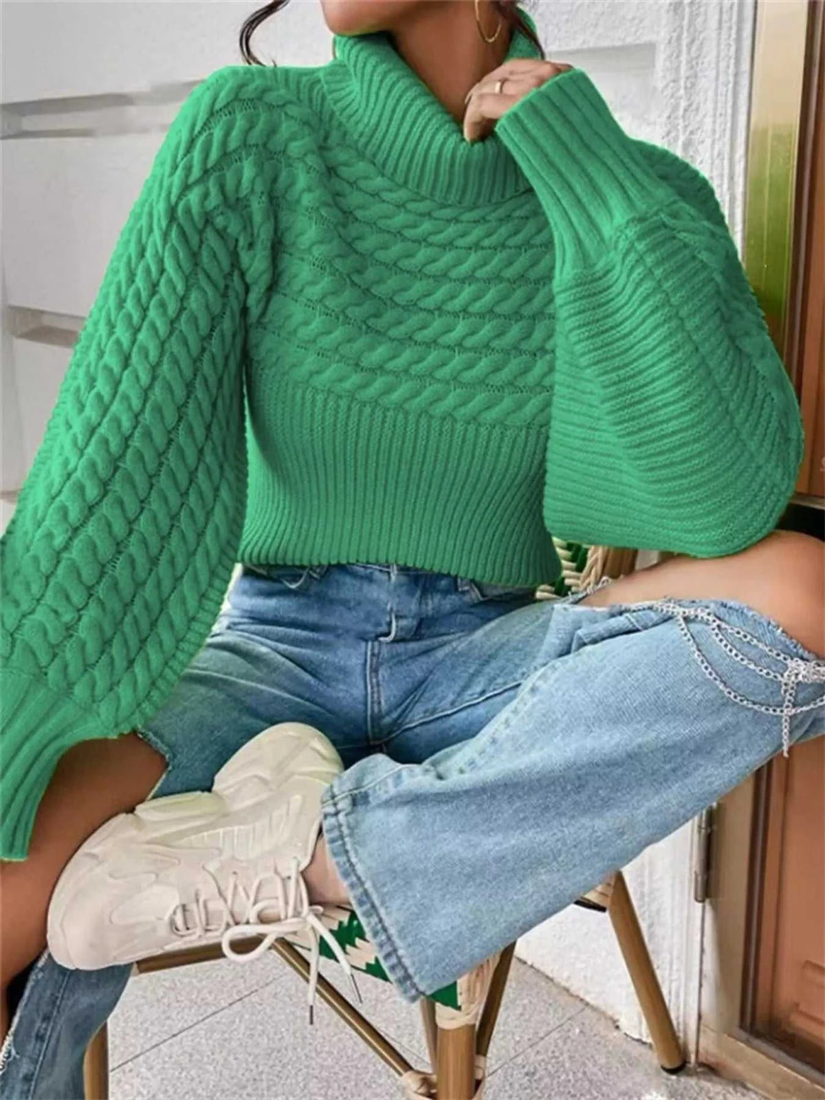 Textured Knit Turtleneck Long Sleeve Sweater 100100565063605 26 Affordable Fashion Under $100 Jerry's Apparel 