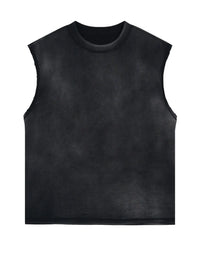 Men's Washed Round Neck Sleeveless Top