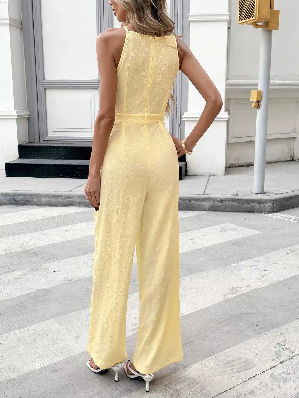 Tie Strap Textured Wide Leg Jumpsuit 100100803857001 40 Affordable Fashion Under $100 Jerry's Apparel 