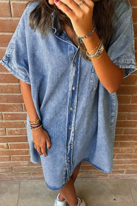 Oversized Button Down Denim Shirt Dress