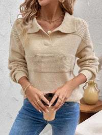 Perfee Johnny Collar Dropped Shoulder Sweater 100100639711766 42 Women's Sweaters and Knitwear Jerry's Apparel 