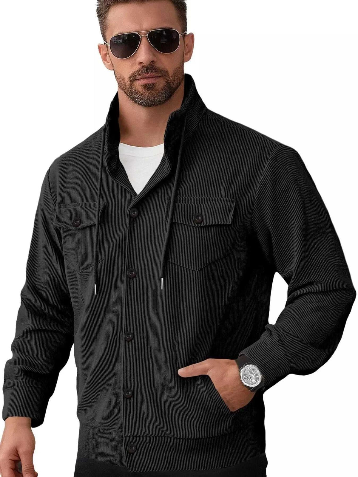 Men's Full Size Casual Corduroy Button-Down Jacket Plus Size 100400685932569 79 Affordable Fashion Under $100 Jerry's Apparel 