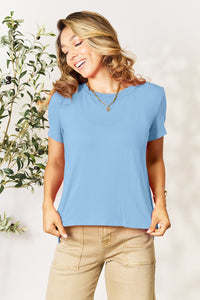 Bamboo Full Size  Round Neck Short Sleeve T-Shirt