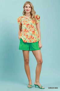 Umgee Smocked Yoke Ruffle Sleeve Floral Blouse 100100375601331 51 Affordable Fashion Under $100 Jerry's Apparel 