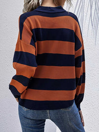 Striped Button Detail Dropped Shoulder Knit Top 100100126362479 34 Affordable Fashion Under $100 Jerry's Apparel 