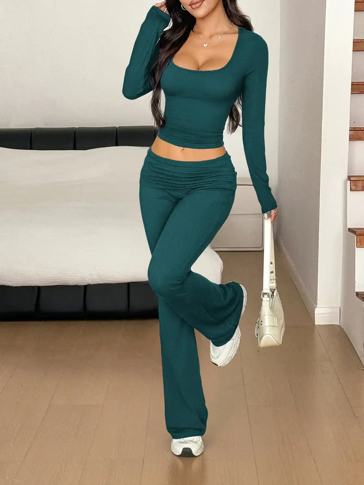 Long Sleeve Crop Top and Bootcut Pants Set 100100923609172 63 Affordable Fashion Under $100 Jerry's Apparel 