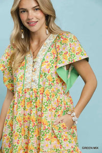 Umgee Mix Floral Tiered Mini Dress with Side Pockets 100100112321530 62 Affordable Fashion Under $100 Jerry's Apparel 