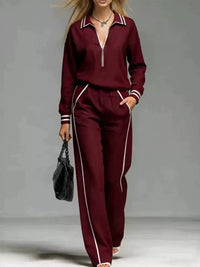 Striped Half Zip Top and Pants Set 101001673461092 67 Gifts for Her Jerry's Apparel 
