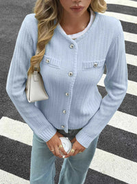 Button-Front Ribbed Long Sleeve Cardigan 100100873409689 56 Affordable Fashion Under $100 Jerry's Apparel 