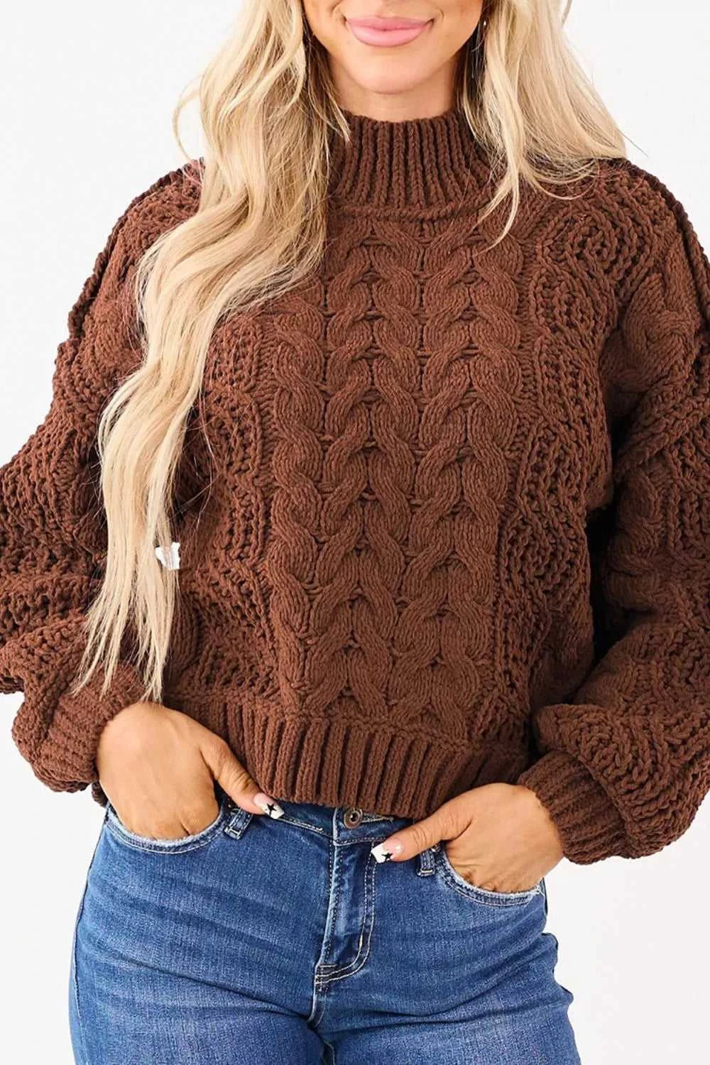 Mock Neck Cable Knit Sweater 101002686731474 64 Affordable Fashion Under $100 Jerry's Apparel 