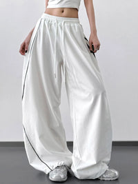 Oversized Wide Leg Pants with Contrast Piping