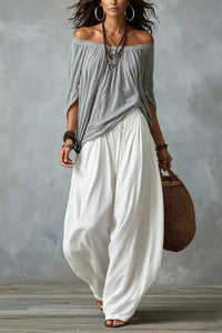 Full Size Off-Shoulder Top and Wide-Leg Pants Set Plus Size 100100599262559 45 Affordable Fashion Under $100 Jerry's Apparel 