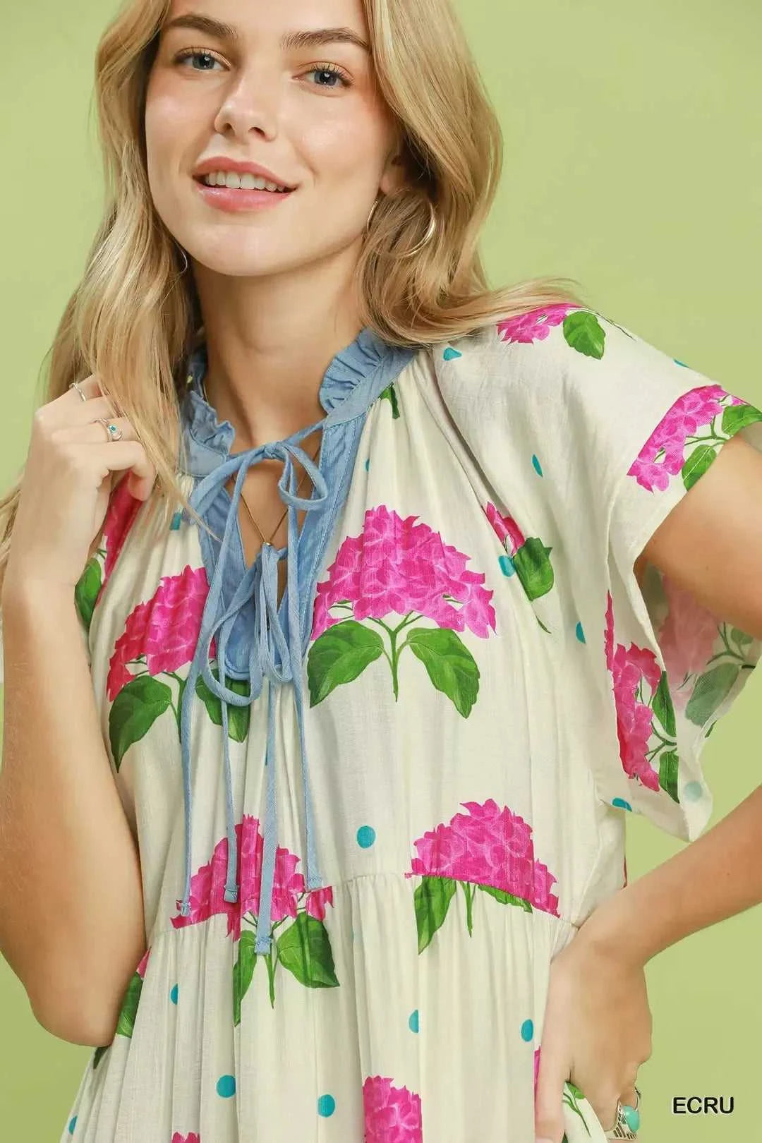 Umgee Hydrangea Print Tiered Midi Dress 100100316771131 66 Affordable Fashion Under $100 Jerry's Apparel 