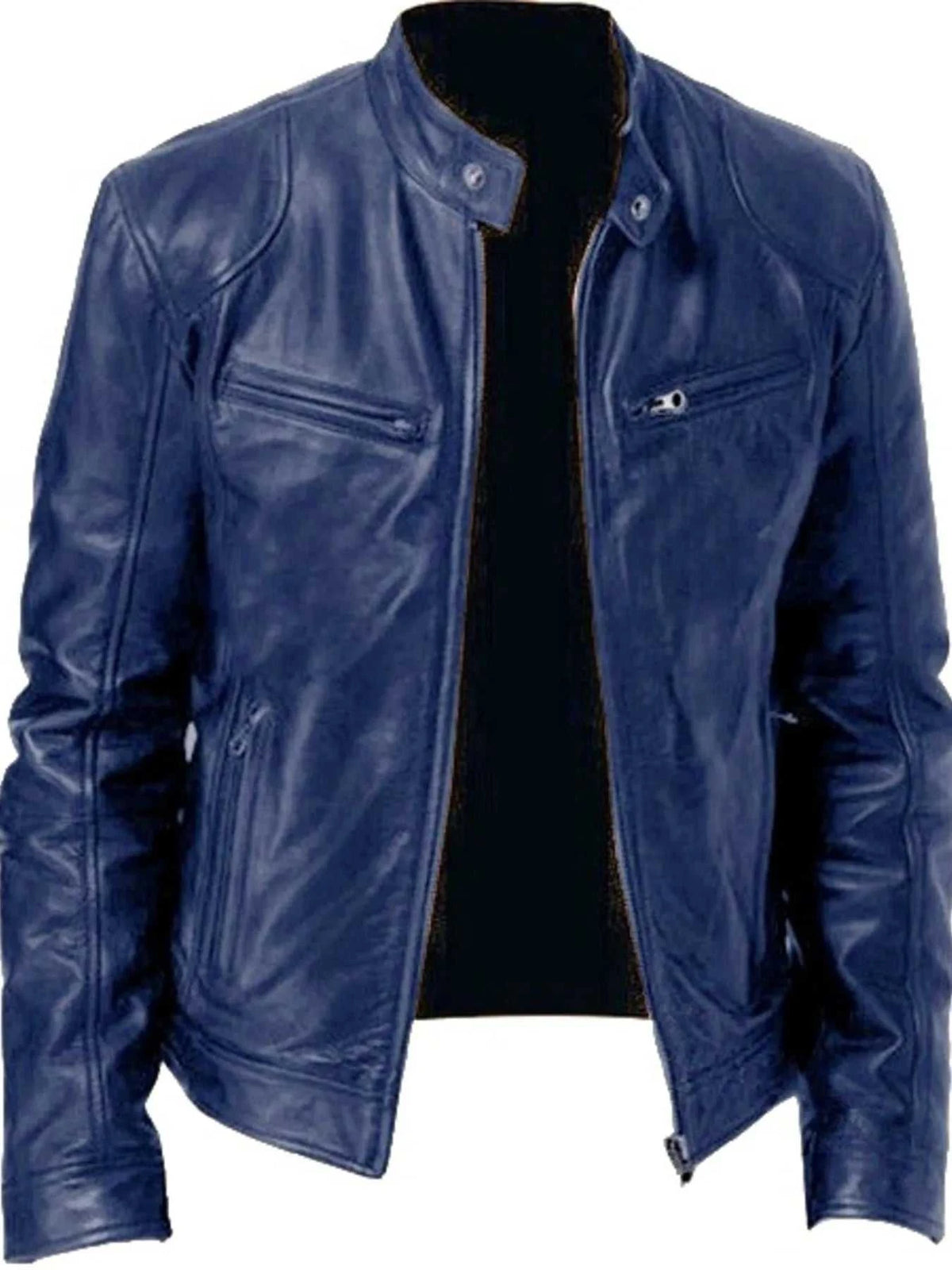 Men's Full Size Leather Biker Jacket with Zipper Pockets Plus Size 100400980565506 68 Affordable Fashion Under $100 Jerry's Apparel 