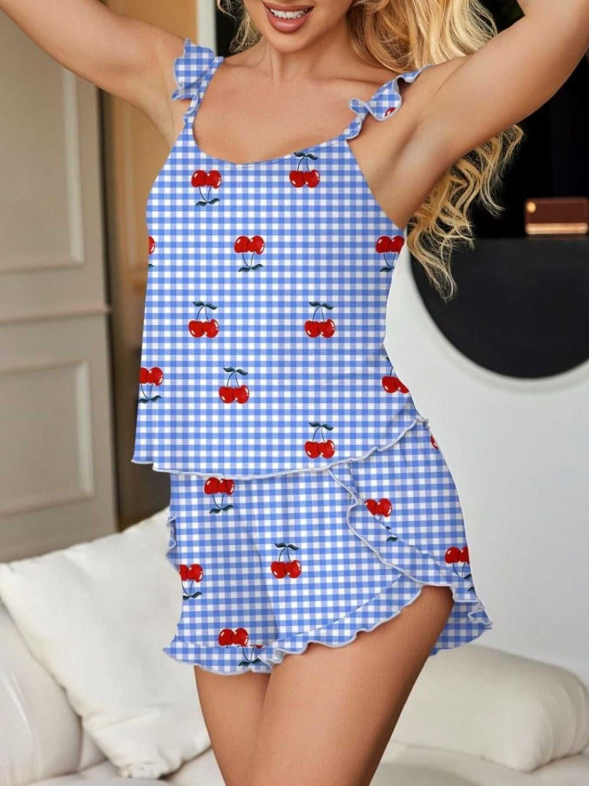 Ruffled Printed Cami and Shorts Set 100100909781199 31 Affordable Fashion Under $100 Jerry's Apparel 