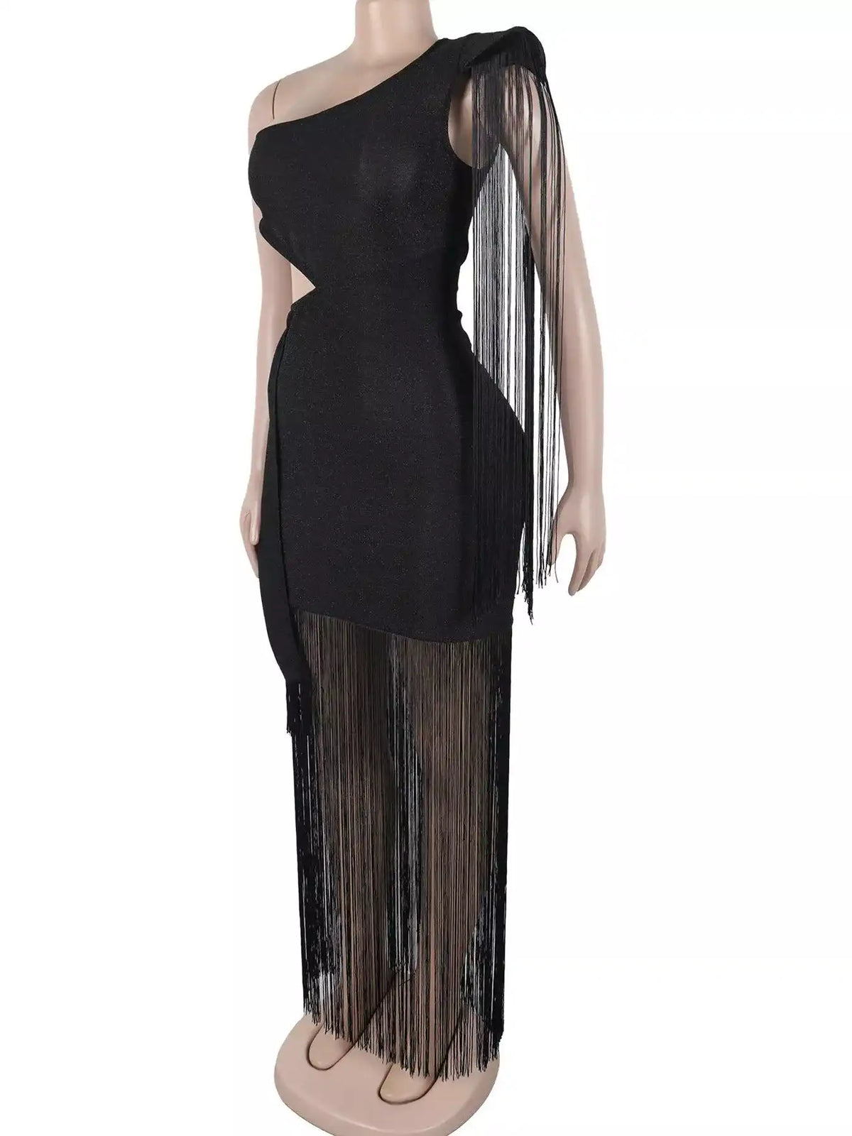 One-Shoulder Cutout Fringe Bodycon Party Dress 101001164315621 71 Affordable Fashion Under $100 Jerry's Apparel 