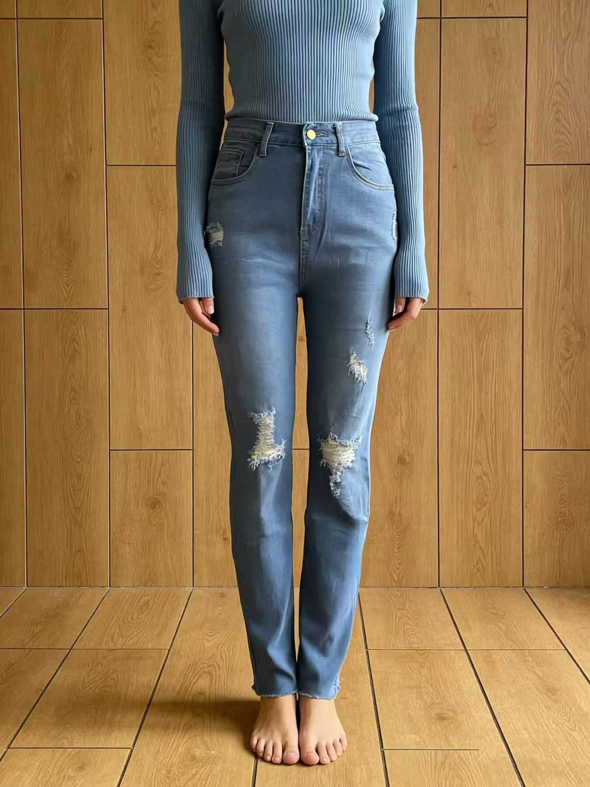 High-Waisted Distressed Jeans 100100550939009 40 Affordable Fashion Under $100 Jerry's Apparel 