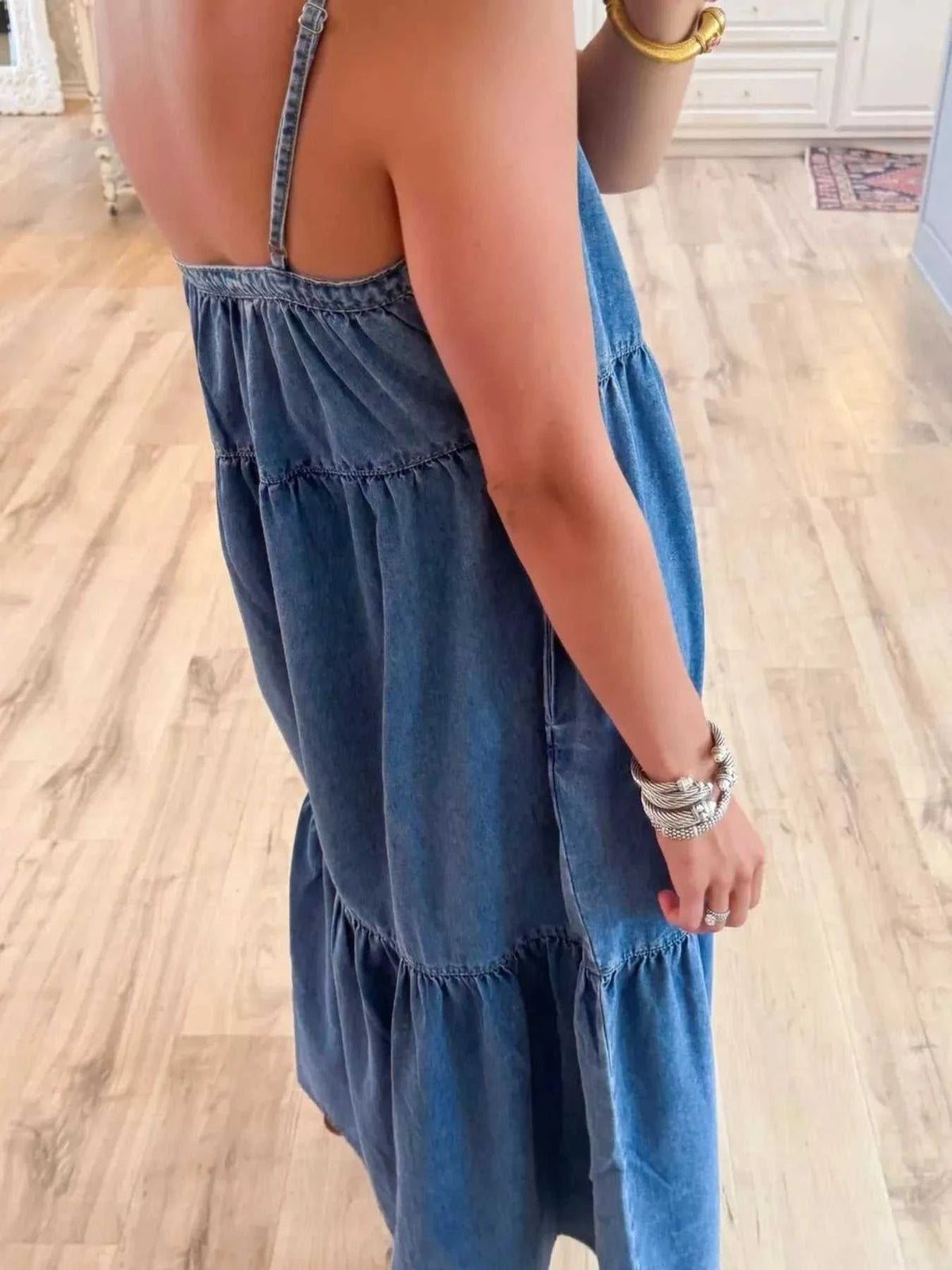 Full Size Tiered Ruffle Hem Denim Dress Plus Size 100100310583180 57 Gifts for Her Jerry's Apparel 