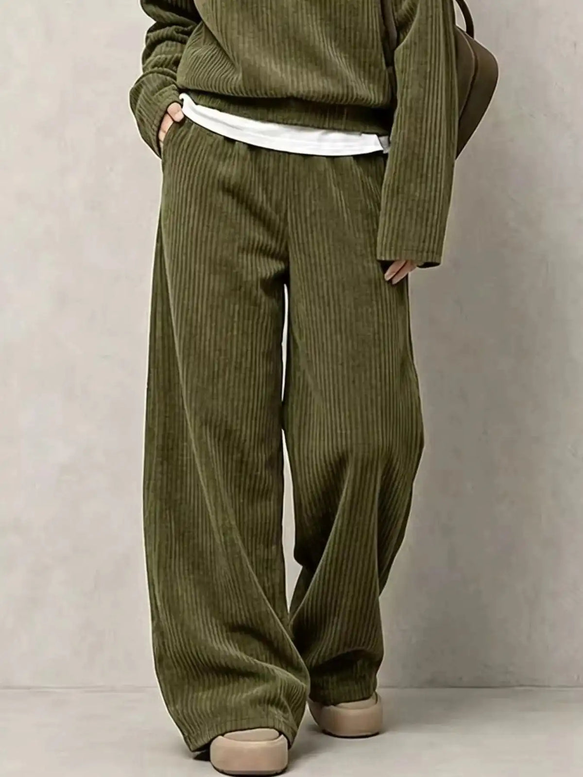 Corduroy Button Detail Top and Wide-Leg Pants Set 101001305640558 63 Affordable Fashion Under $100 Jerry's Apparel 
