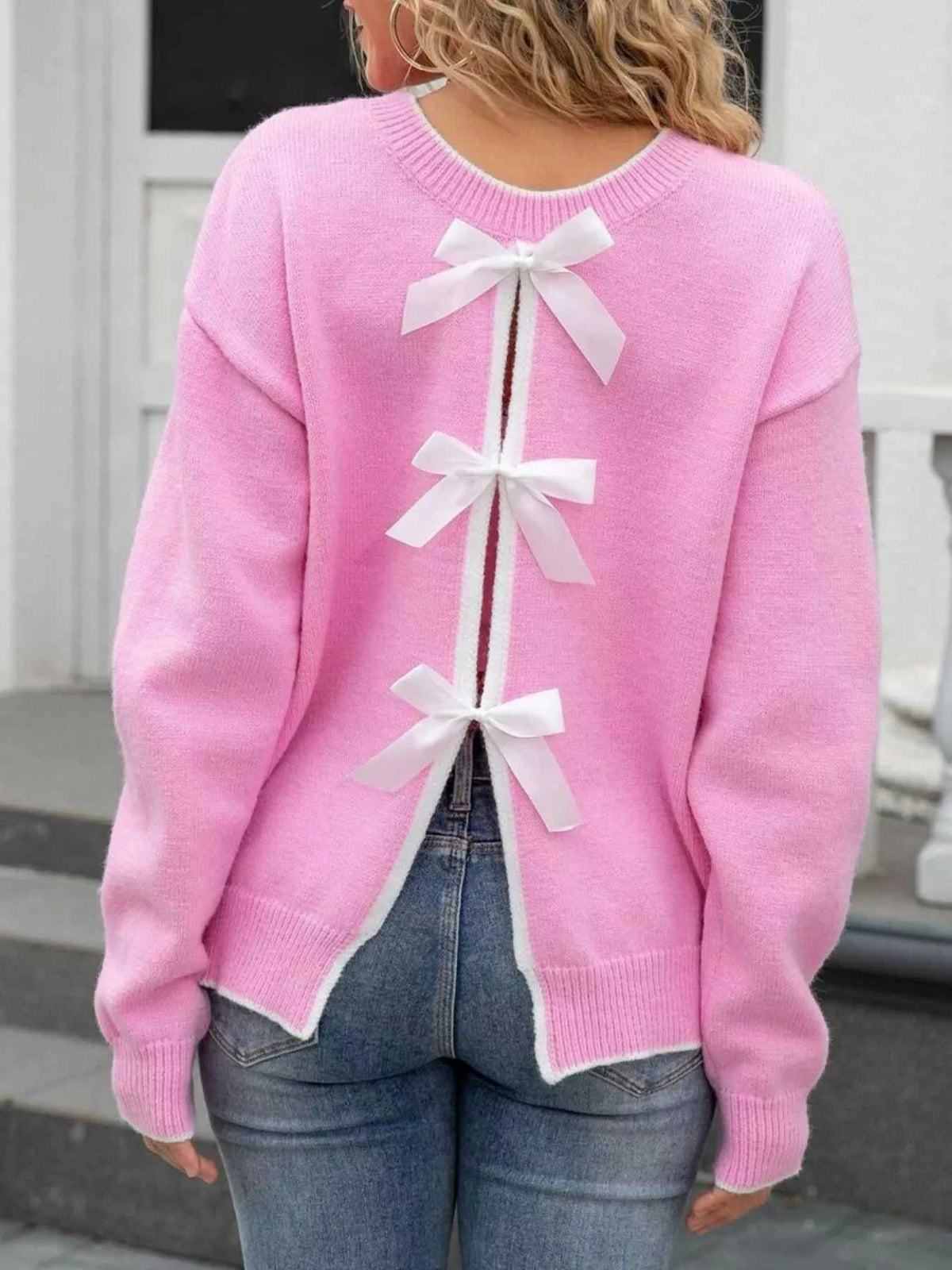 Bow-Back Round Neck Sweater 100100213486101 49 Affordable Fashion Under $100 Jerry's Apparel 