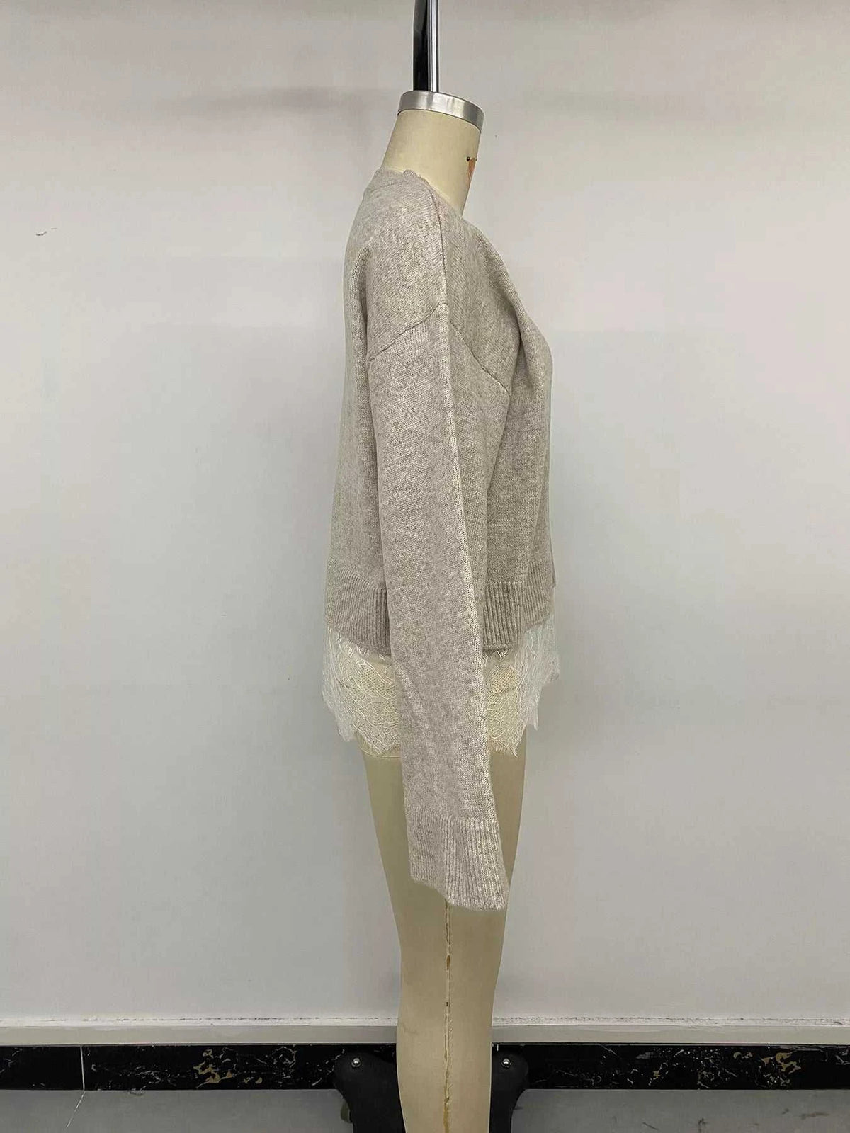 Layered Lace Hem Crew Neck Sweater 101002599371910 59 Affordable Fashion Under $100 Jerry's Apparel 