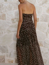Polka Dot Strapless Ruched Maxi Dress 100100889786131 50 Affordable Fashion Under $100 Jerry's Apparel 