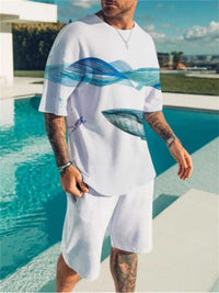 Men's Full Size Contrast Short Sleeve Top and Shorts Set Plus Size 100400384929913 27 Affordable Fashion Under $100 Jerry's Apparel 
