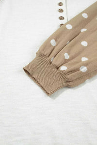 Polka Dot Contrast Long Sleeve Button V Neck Sweater 101002413925852 51 Affordable Fashion Under $100 Jerry's Apparel 
