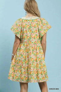 Umgee Mix Floral Tiered Mini Dress with Side Pockets 100100112321530 62 Affordable Fashion Under $100 Jerry's Apparel 