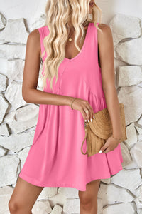 Plunge Wide Strap Mini Tank Dress