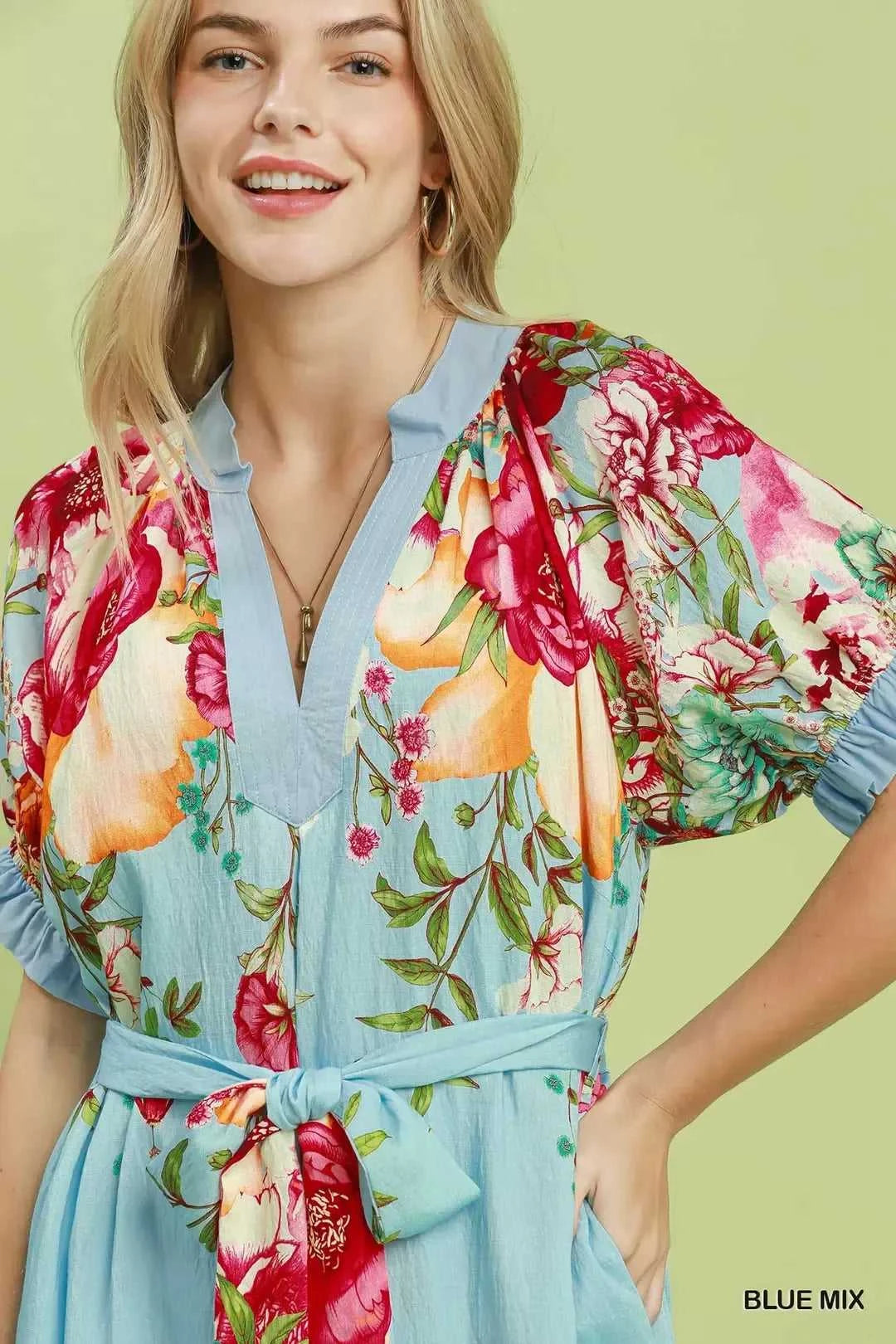 Umgee Mix Floral Border Print Midi Dress 100100450791810 66 Affordable Fashion Under $100 Jerry's Apparel 