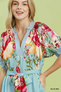 Umgee Mix Floral Border Print Midi Dress 100100450791810 66 Affordable Fashion Under $100 Jerry's Apparel 