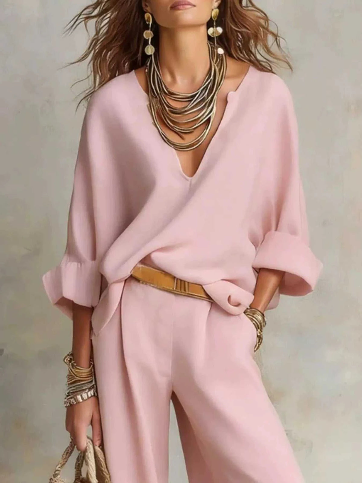 Full Size Loose Fit Top and Wide-Leg Pants Set Plus Size 101001741702129 50 Affordable Fashion Under $100 Jerry's Apparel 
