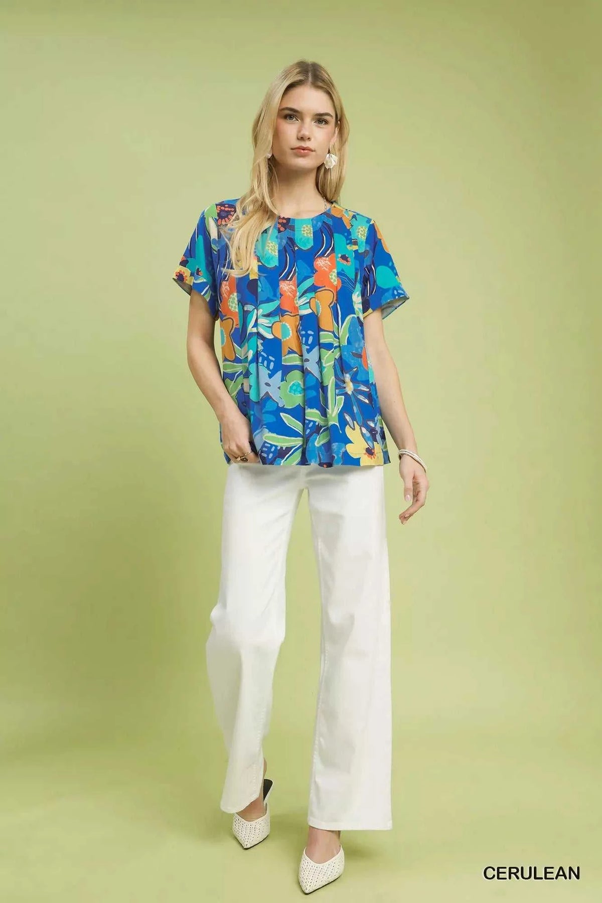 Umgee Abstract Floral Pleated Blouse 100100045911833 49 Affordable Fashion Under $100 Jerry's Apparel 