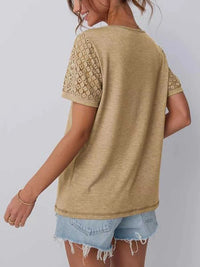 Lace Short Sleeve Round Neck T-Shirt 101001963259093 27 Affordable Fashion Under $100 Jerry's Apparel 